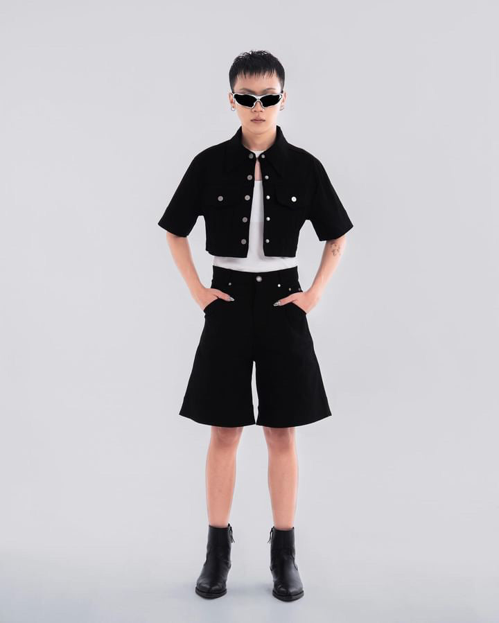 NOIZ N5SP3 Mid-Rise Denim Bermuda Shorts