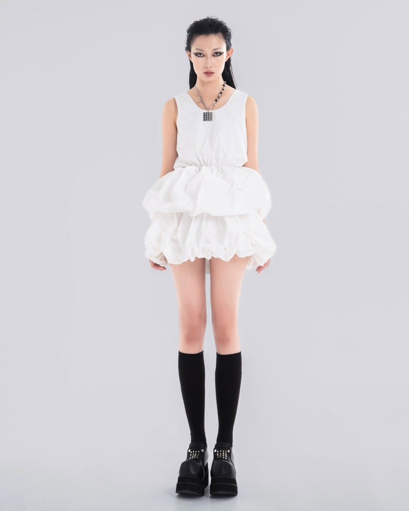 NOIZ N5SK1 Elastic-Waistband Mini Puff Skirt