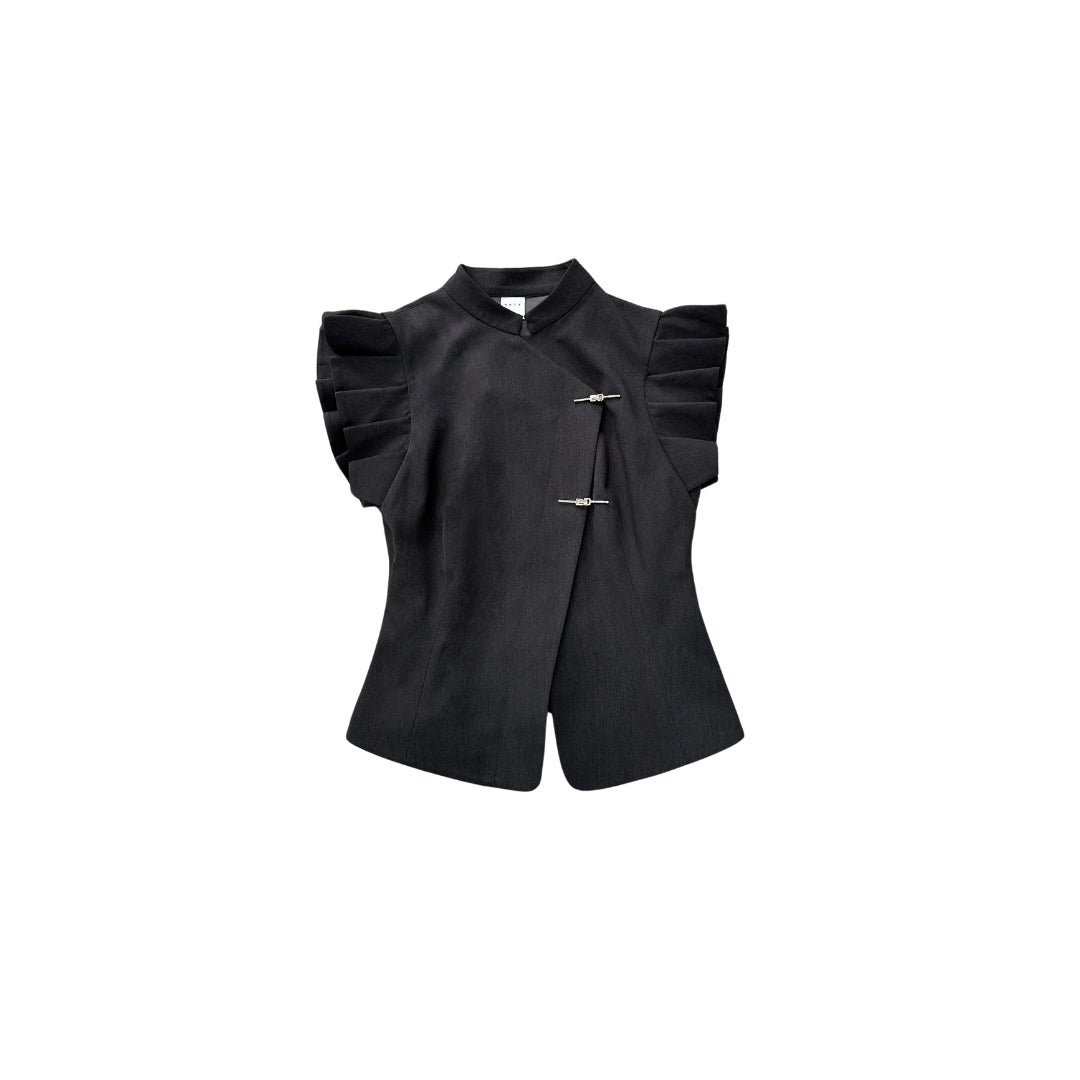 NOIZ N4TP5 Pleated Shoulder Clasp Top