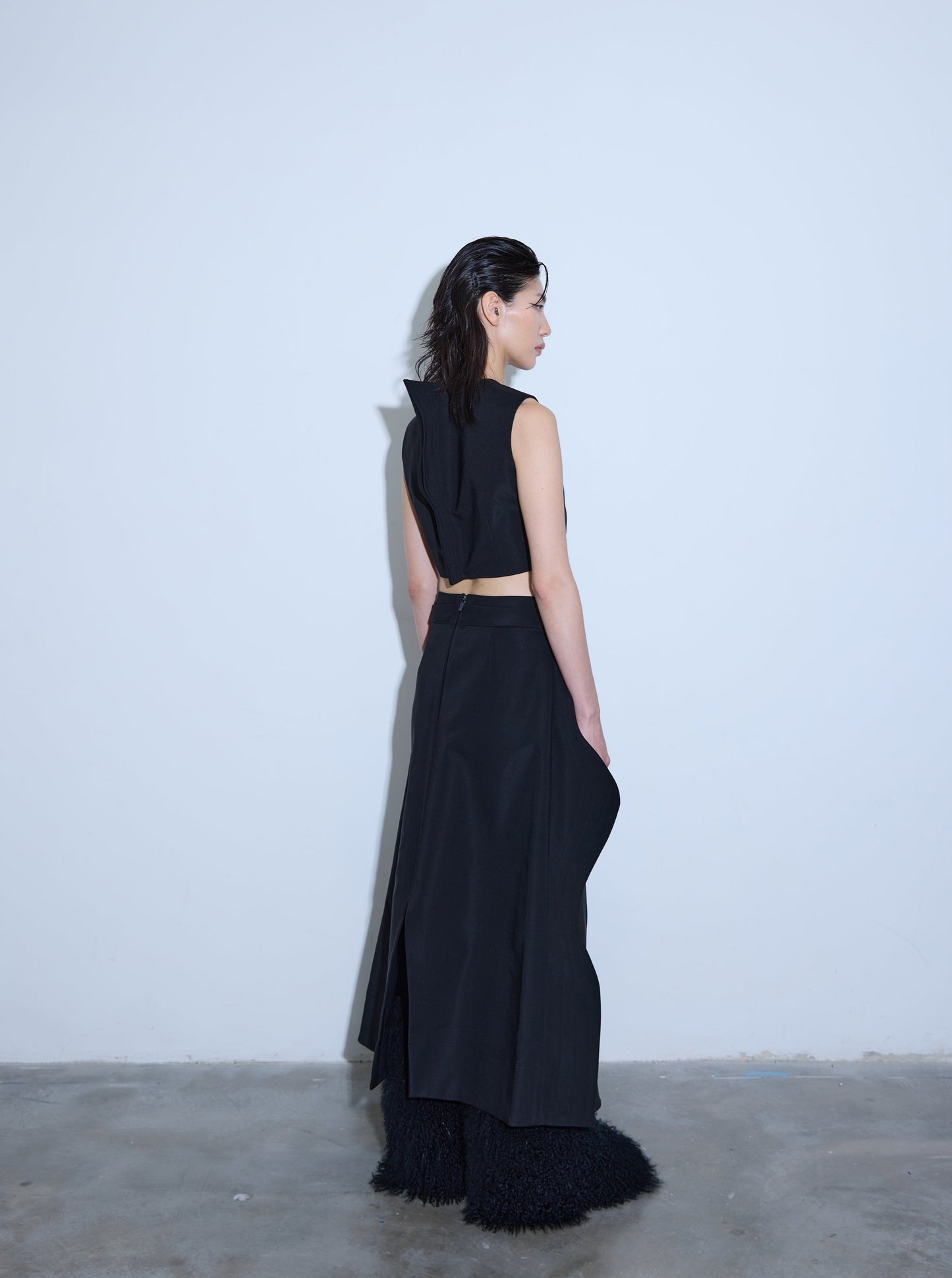 A-JANE Synthe Wavy A-Line Long Skirt
