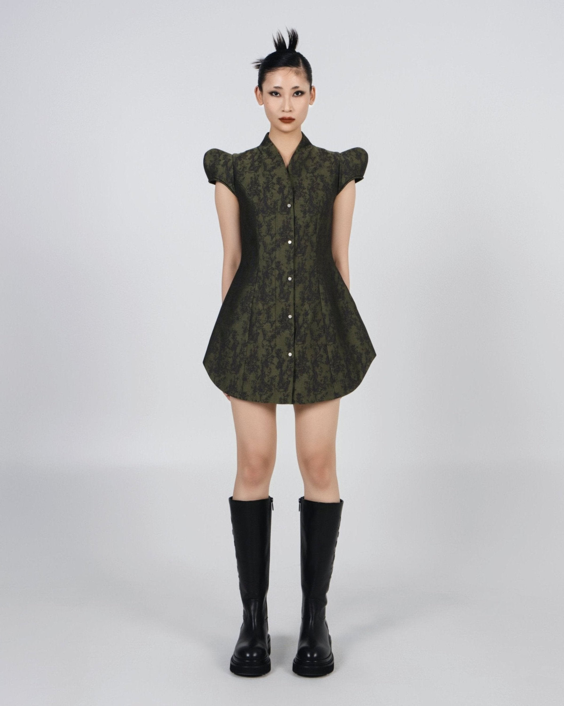 NOIZ N6DR1 Architect Sleeves Mini Dress