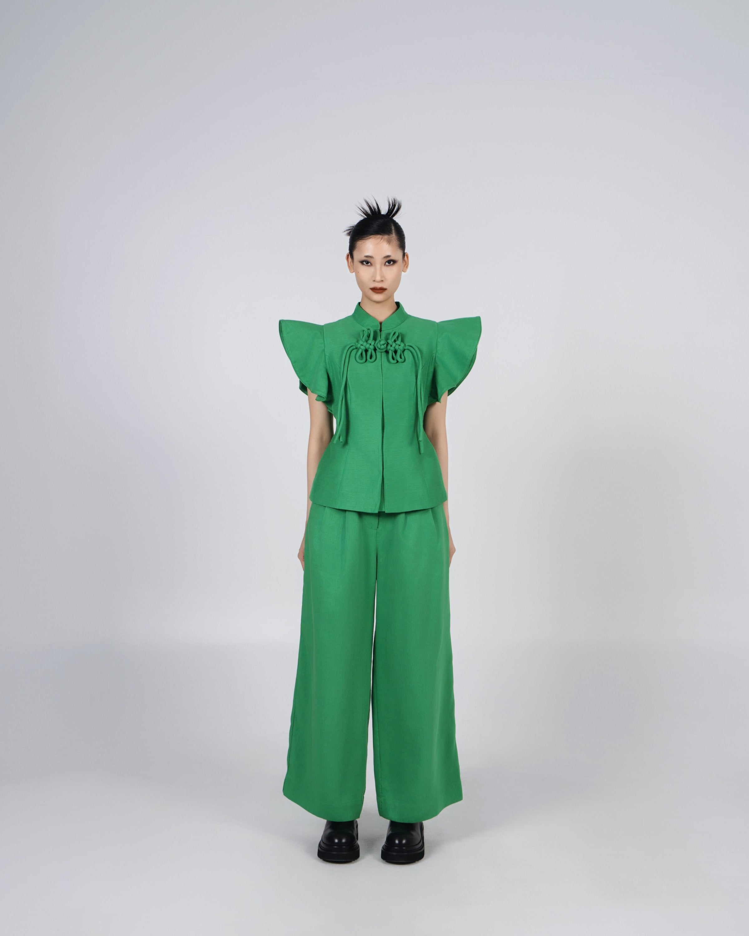 A-JANE CNY Ruyi Ruffle Knot Top