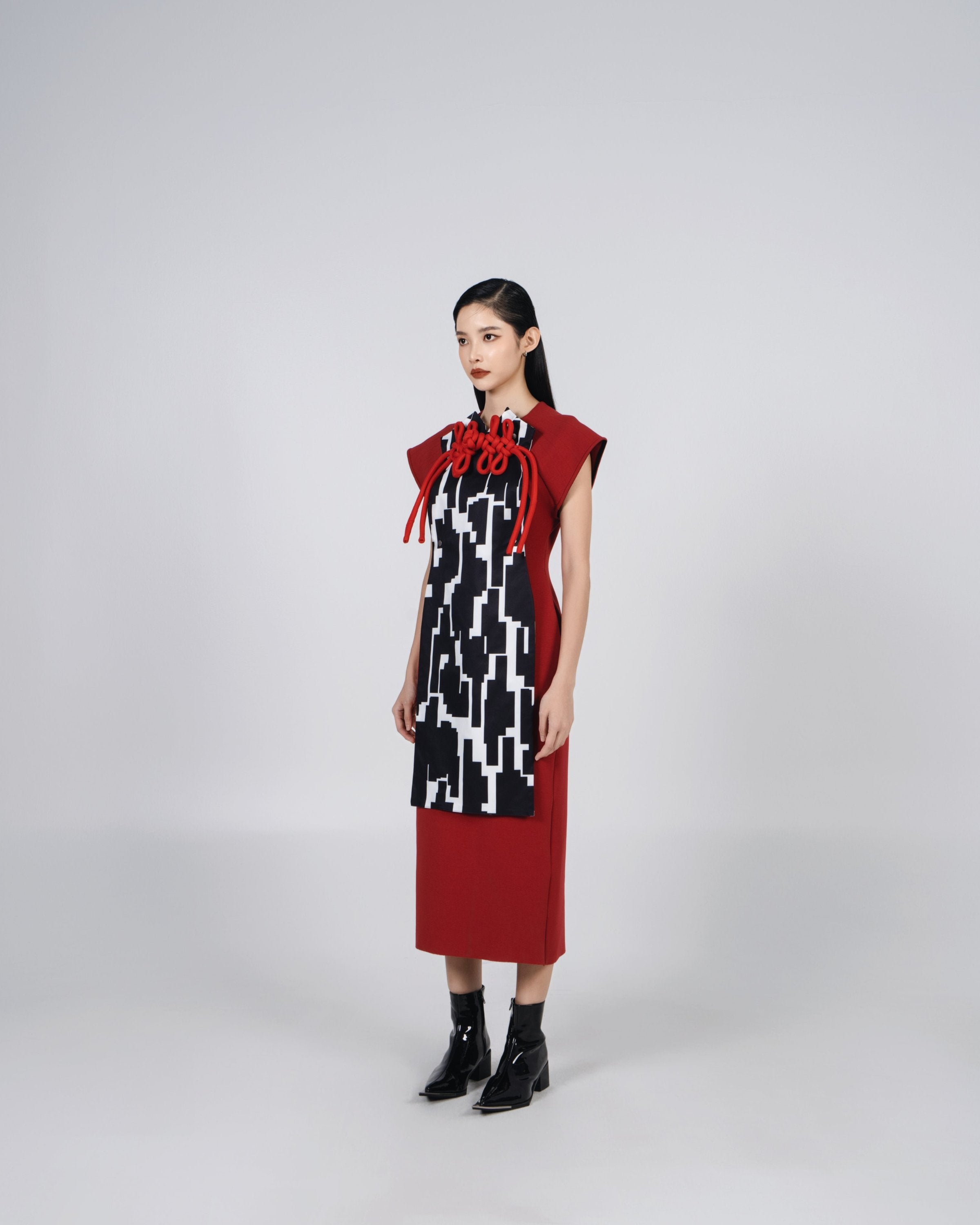 A-JANE CNY Ligeti Art Wear Patched Qipao Dress