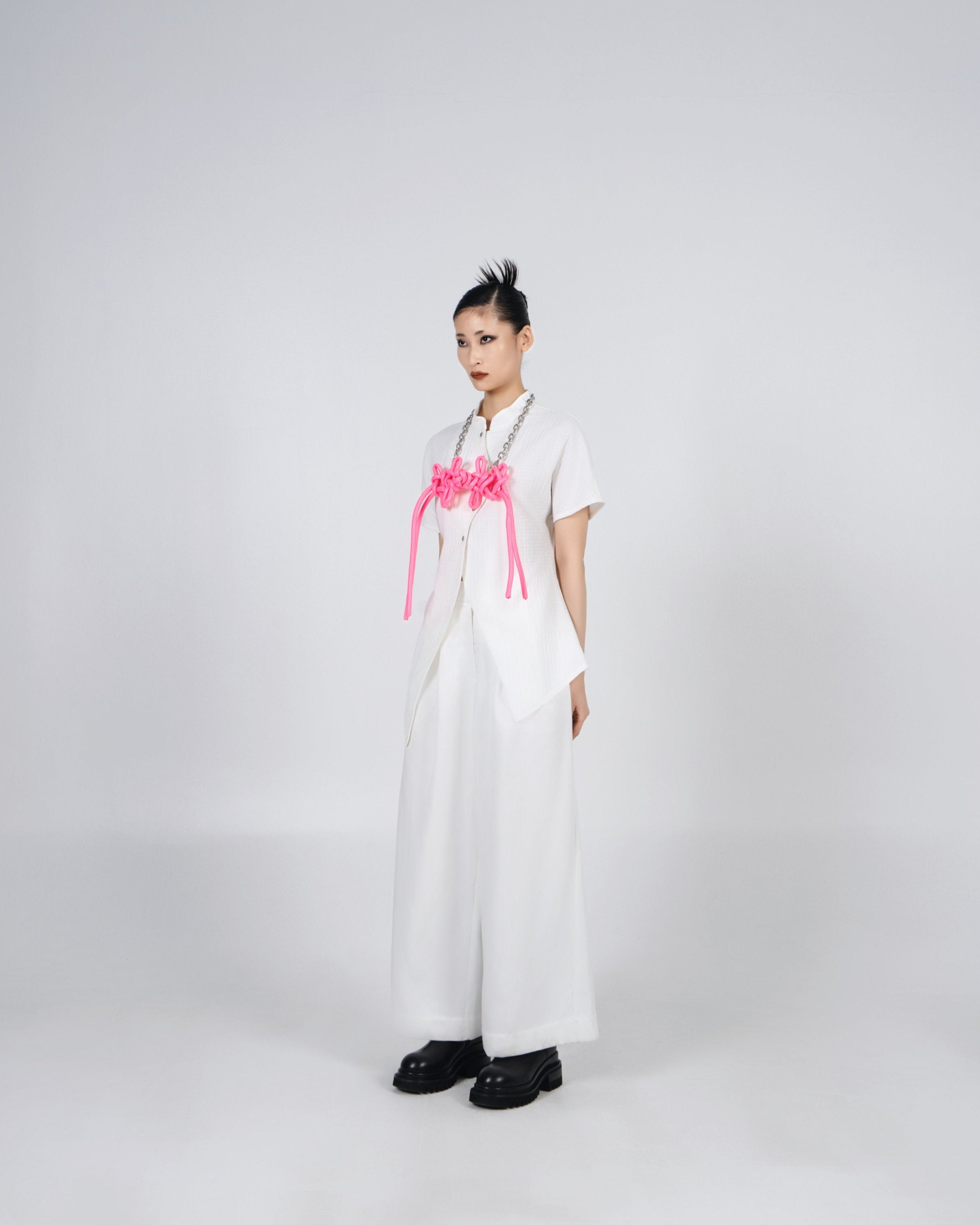 A-JANE CNY Tangshi Mandarin Collar Wavy Relaxed Shirt