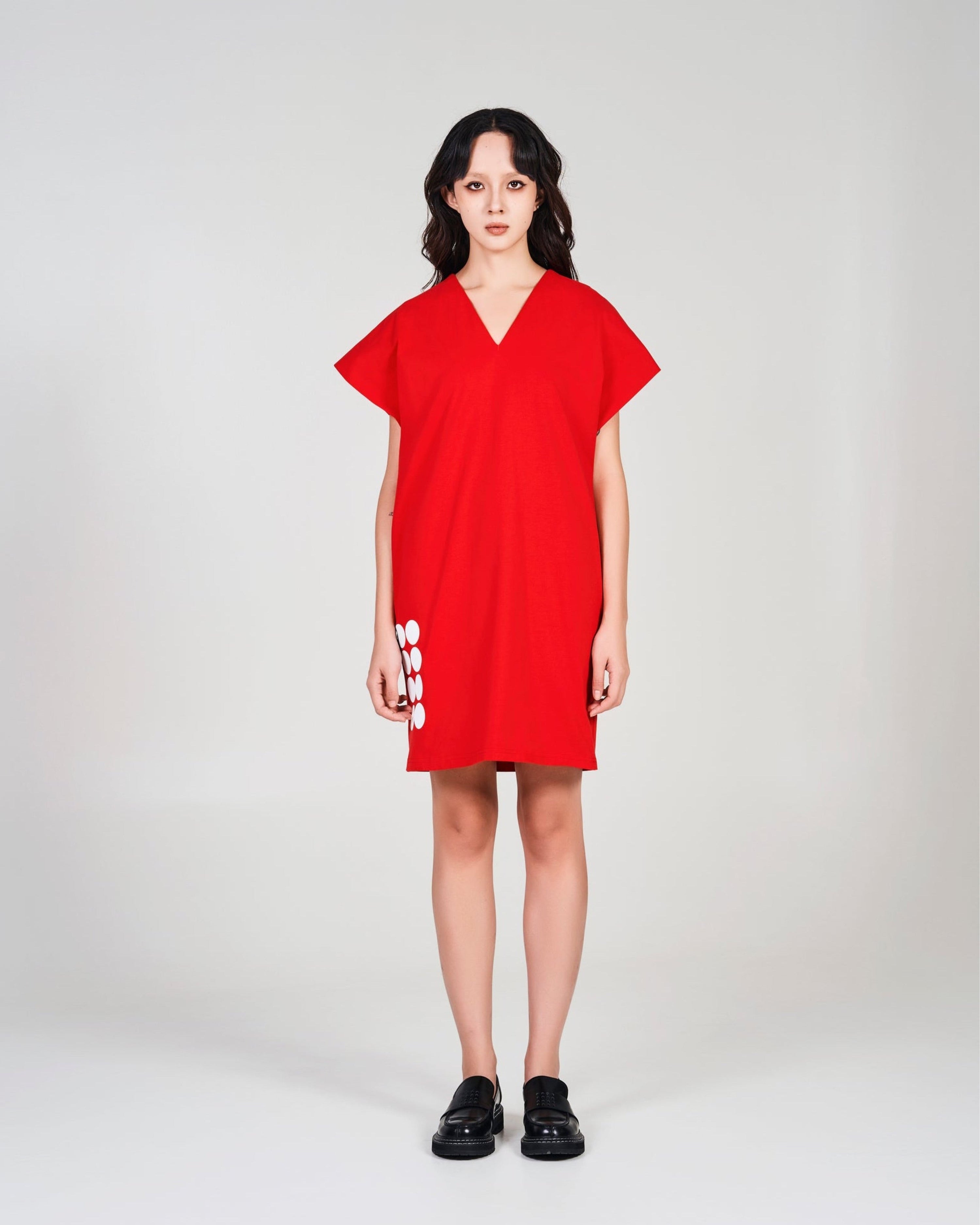 NOIZ N4DR1 Logo V-Neck T-Shirt Dress