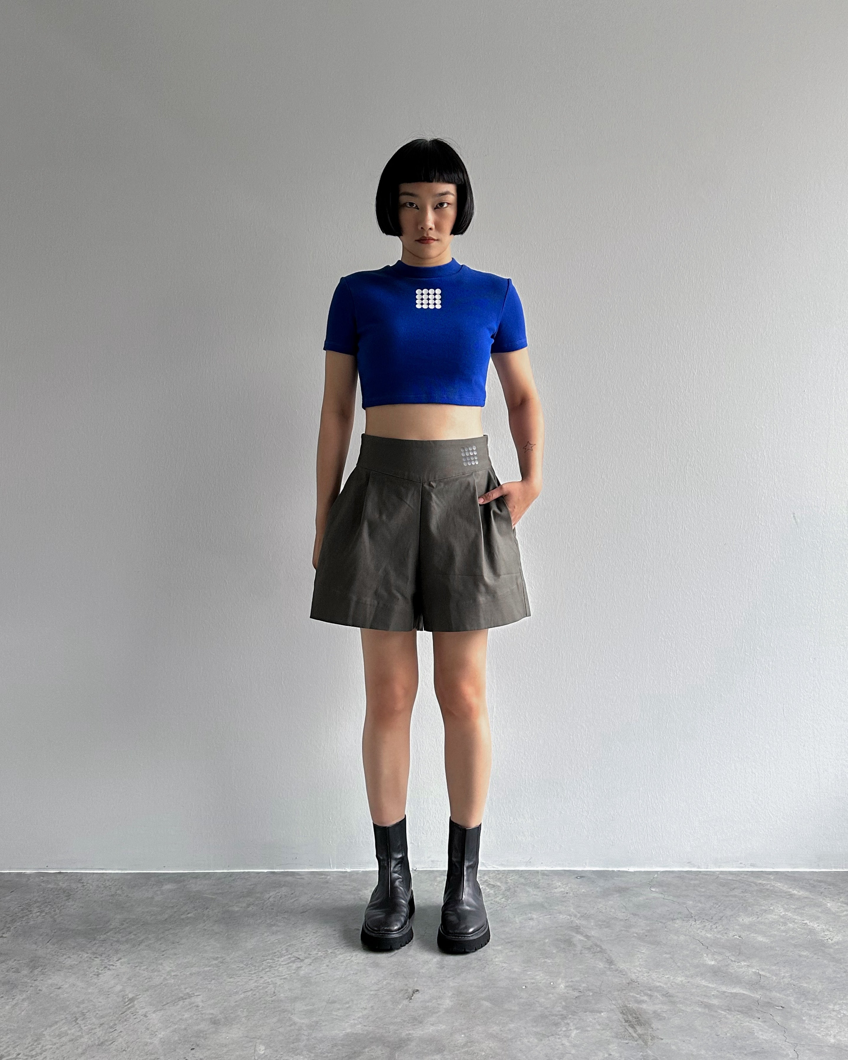 NOIZ N1P3 High-waisted Flared Shorts