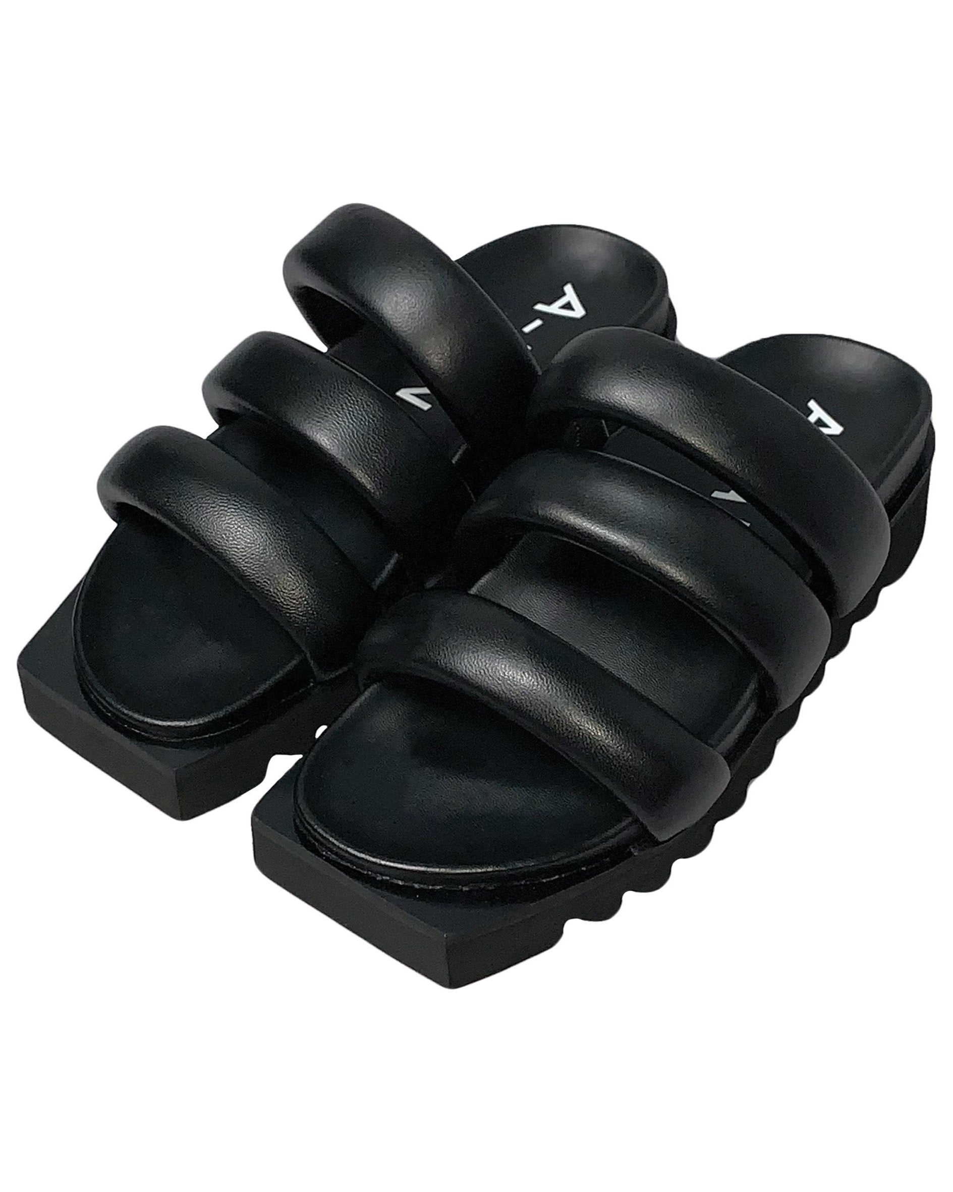 A-JANE Benz Triple Straps Slip-On Chunky Sandals