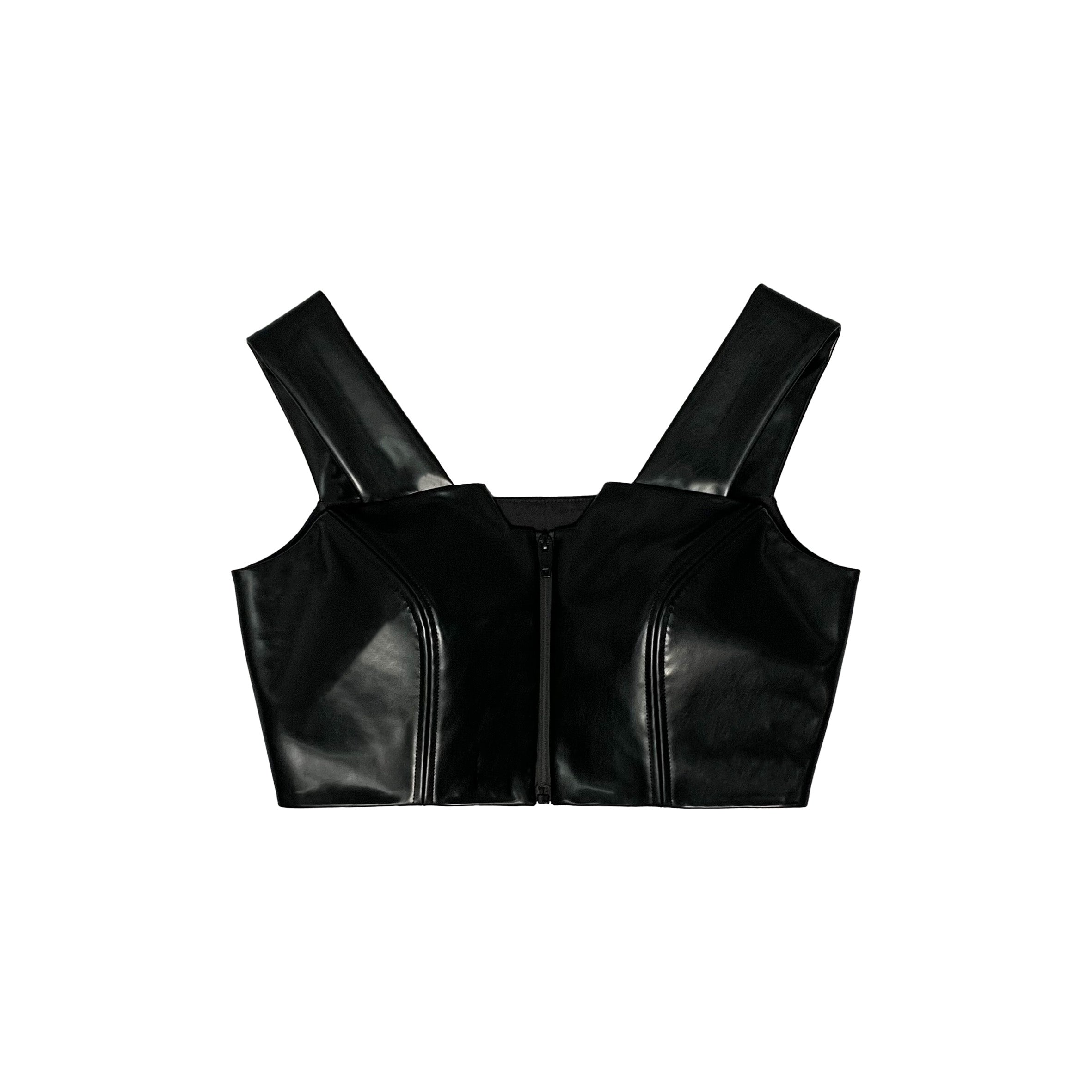 A-JANE KEPPI Vegan Leather Strap Crop Top