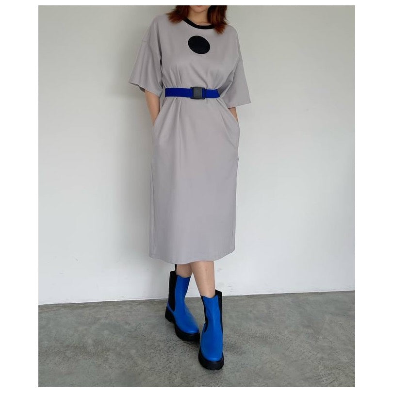 A-JANE Xoro Asymmetric Mock Neck Dress