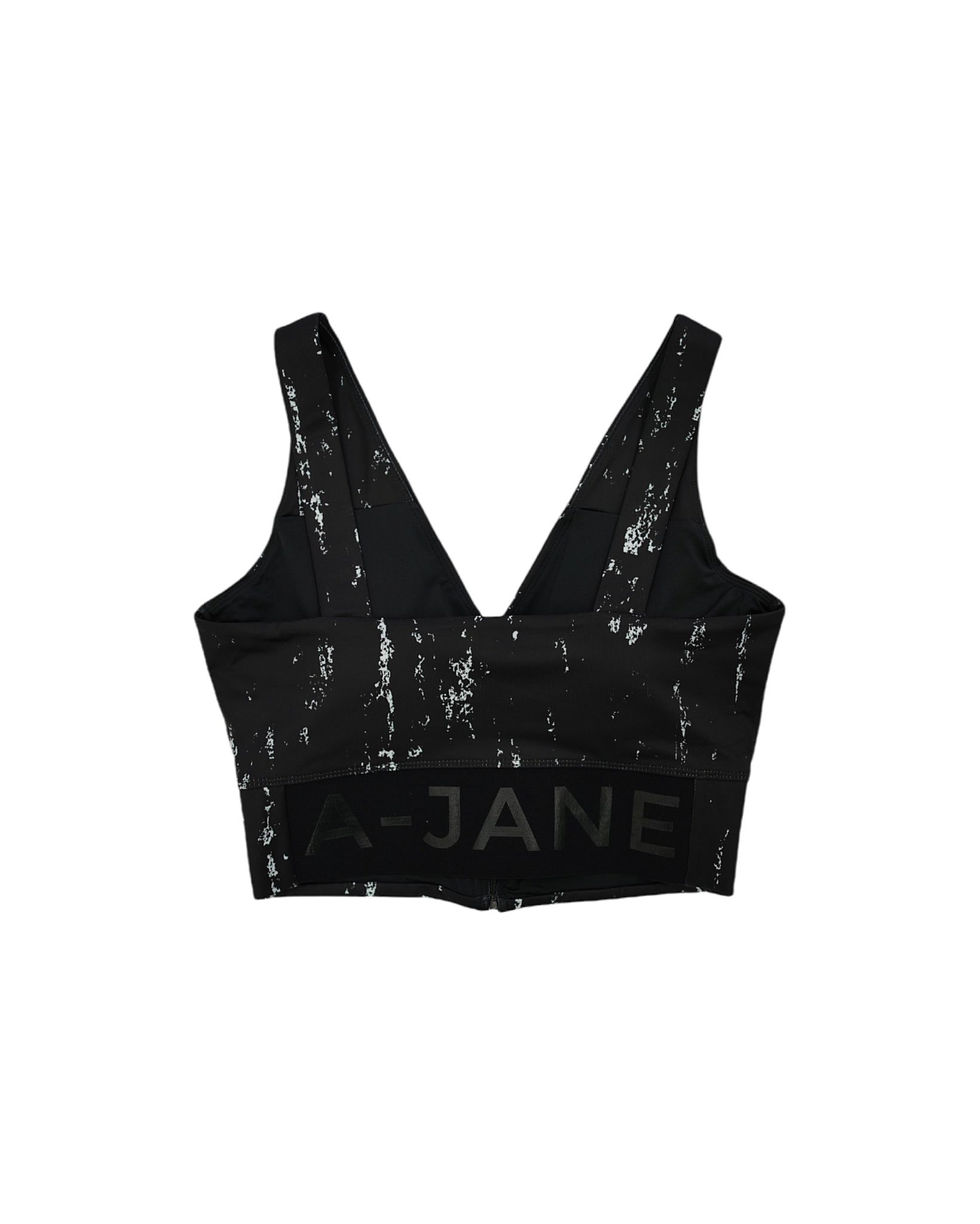 A-JANE Kosh V-Neck Distortion Print Padded Sport Crop Top